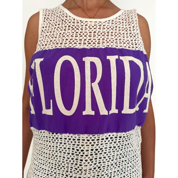 80s vintage white mesh Florida retro graphic unisex cotton tank top made in USA - Picture 8 of 9